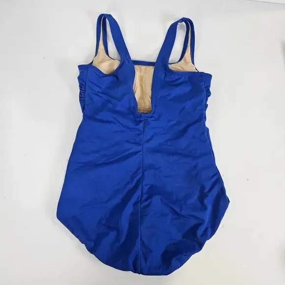 Land's End One Piece Blue Full Coverage Swimsuit Size 10 - Picture 2 of 5